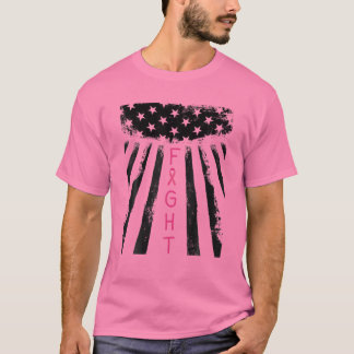 Fight Breast Survivor American Flag Breast Cancer T-Shirt