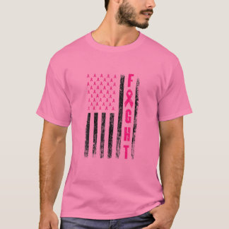 Fight Breast Survivor American Flag Breast Cancer T-Shirt