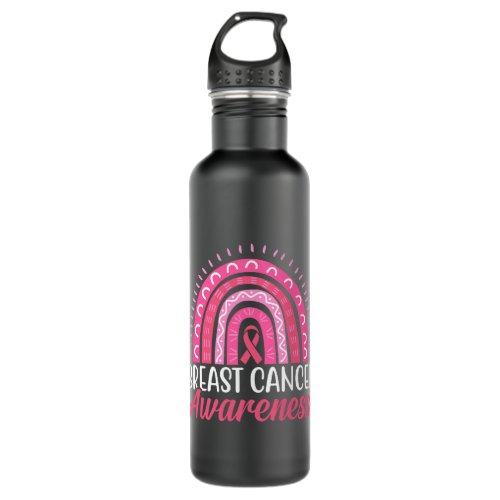 fight breast survivor women rainbow breast cancer  stainless steel water bottle
