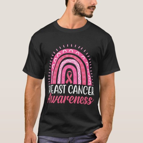 fight breast survivor women rainbow breast cancer  T_Shirt