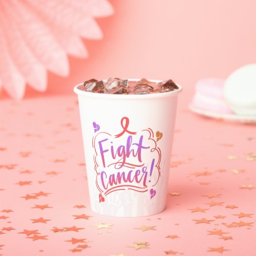 Fight Cancer Awareness Ribbon Paper Cups