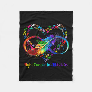 Fight Cancer In All And Every Color Rainbow Ribbon Fleece Blanket