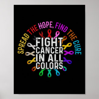 Fight Cancer In All And Every Color - Ribbons Flow Poster