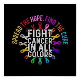 Fight Cancer in All and Every Color - Ribbons Flow Poster