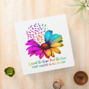 Fight Cancer in All and Every Color Ribbons Flower 3 Ring Binder