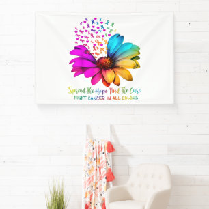 Fight Cancer in All and Every Color Ribbons Flower Banner
