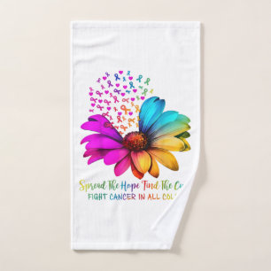 Fight Cancer in All and Every Color Ribbons Flower Hand Towel