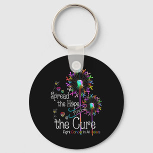 Fight Cancer In All And Every Color Ribbons Flower Keychain