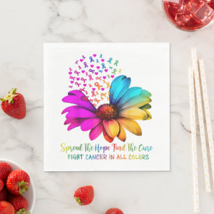 Fight Cancer in All and Every Color Ribbons Flower Napkins