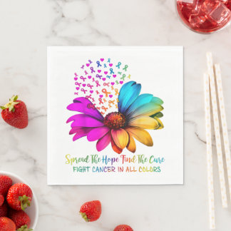Fight Cancer in All and Every Color Ribbons Flower Napkins