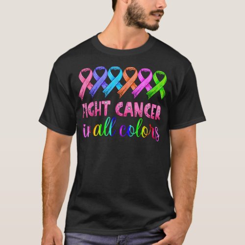 Fight cancer in all and every color ribbons leopar T_Shirt