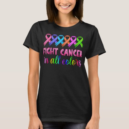 Fight cancer in all and every color ribbons leopar T_Shirt