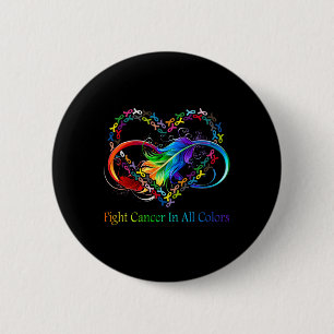 Fight Cancer In All Color Fight Cancer Feather Rib Button