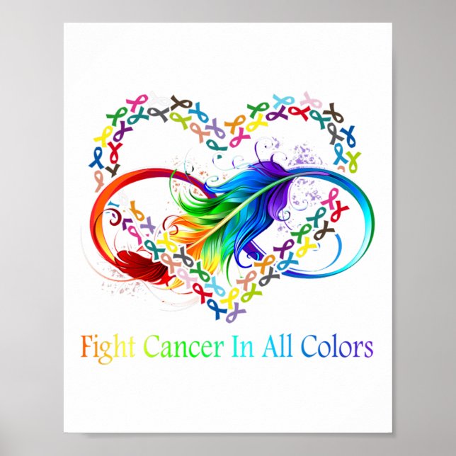 Fight Cancer In All Color Fight Cancer Feather Rib Poster (Front)