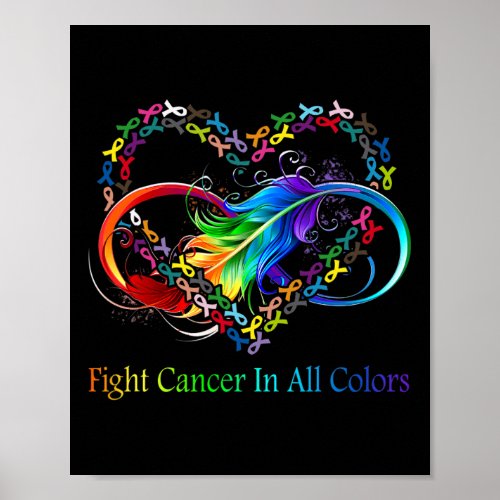 Fight Cancer in All Color Fight Cancer Feather Rib Poster