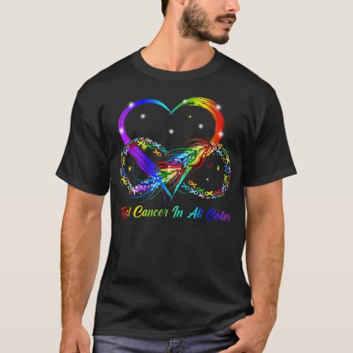 Fight Cancer In All Color Fight Cancer Feather Rib T_Shirt