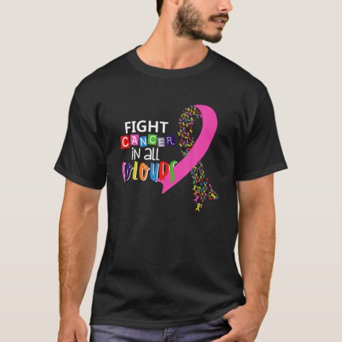 Fight Cancer In All Color Fight Cancer Feather Rib T_Shirt