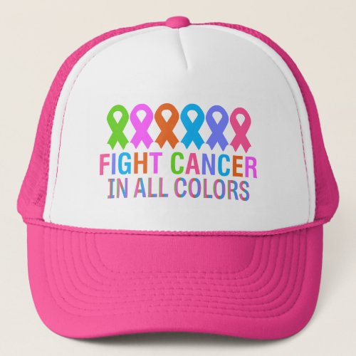 Fight Cancer In All Colors Colorful Ribbon Cancer Trucker Hat