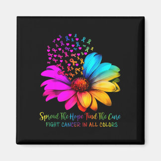 Fight cancer in and every color ribbons flower magnet