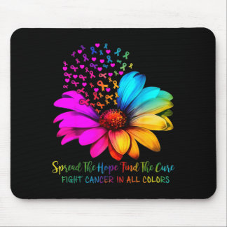 Fight cancer in and every color ribbons flower mouse pad