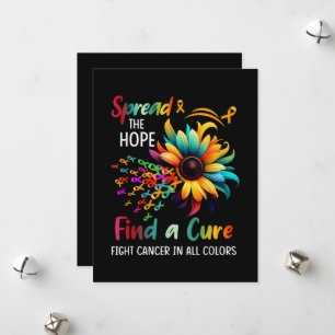 Fight Cancer in Spread-Hope Find A Cure Sunflower Holiday Card