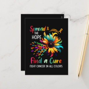 Fight Cancer in Spread-Hope Find A Cure Sunflower Holiday Postcard