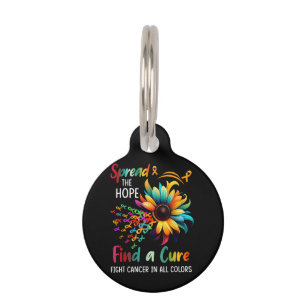 Fight Cancer in Spread-Hope Find A Cure Sunflower Pet ID Tag