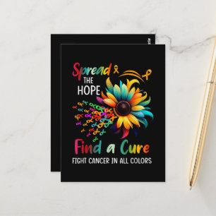 Fight Cancer in Spread-Hope Find A Cure Sunflower Postcard