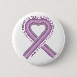 Fight Cancer Purple Awareness Ribbon Warrior Hope Button