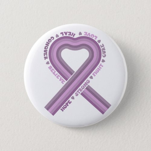 Fight Cancer Purple Awareness Ribbon Warrior Hope Button