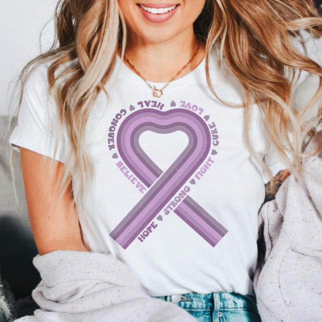 Fight Cancer Purple Awareness Ribbon Warrior Hope T-Shirt (Creator Uploaded)