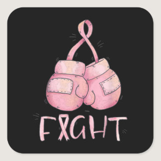 Fight Cancer Survivor Boxing Gloves Breast Cancer Square Sticker