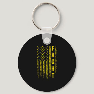 Fight Childhood American Flag Cancer Awareness Keychain