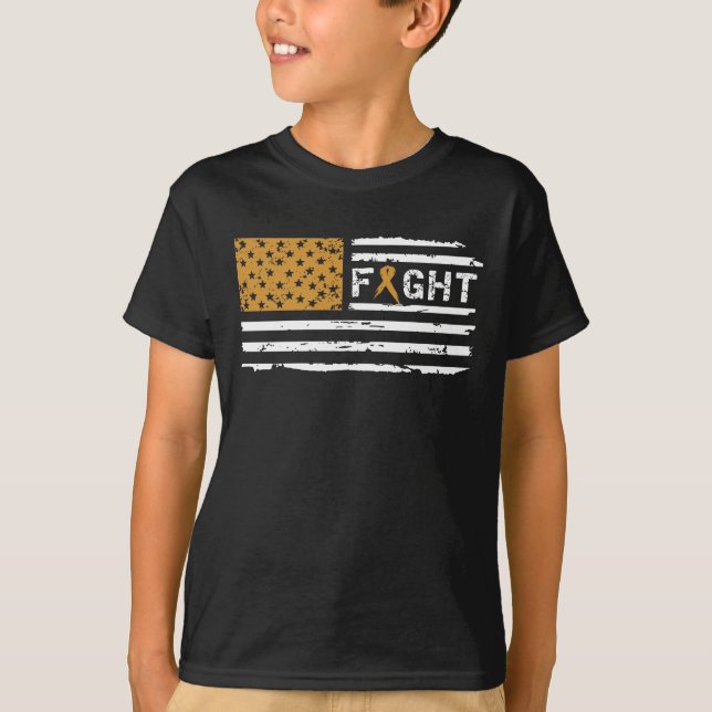 Fight Childhood Cancer American Flag Vintage T-Shirt (Front)