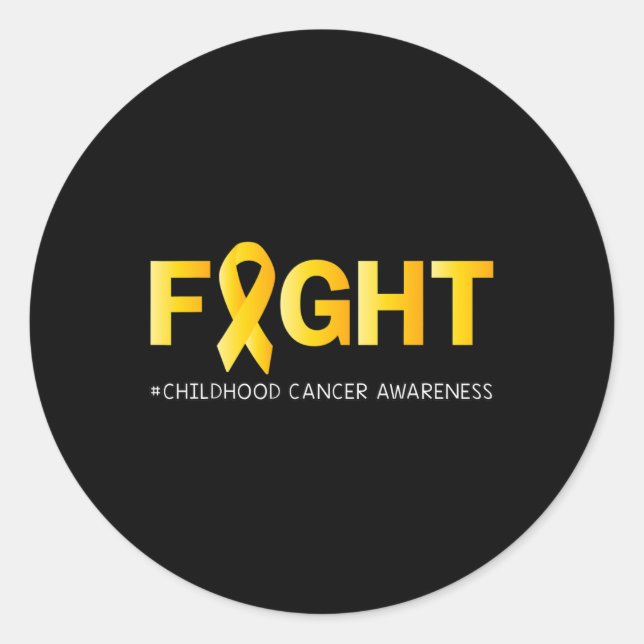 Fight Childhood Cancer Awareness Golden Ribbon for Classic Round Sticker (Front)