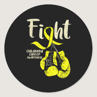 Fight Childhood Cancer Awareness Yellow Boxing Rib Classic Round Sticker