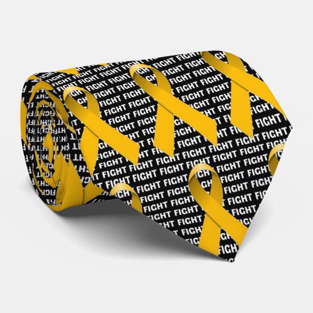Fight Childhood Cancer Gold Ribbon Neck Tie (Rolled)