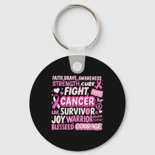 Fight Cure Breast Cancer Awareness Words Of Streng Keychain
