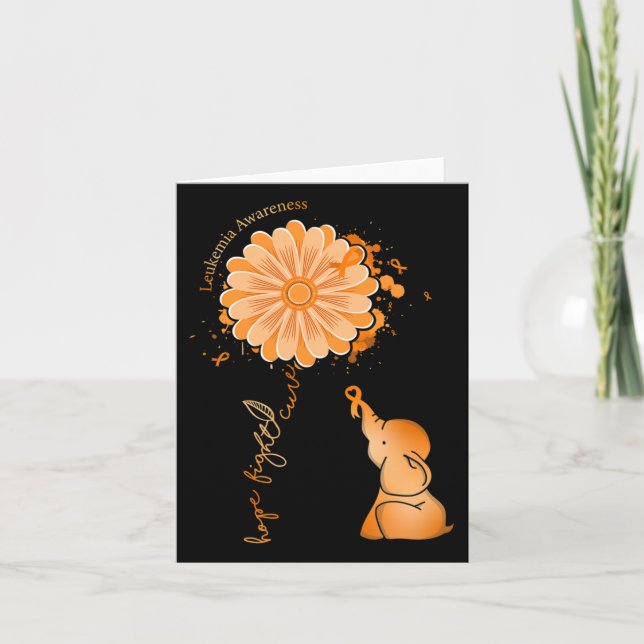 Fight Cure Sunflower Elephant Leukemia Awareness  Card (Front)