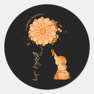 Fight Cure Sunflower Elephant Leukemia Awareness Classic Round Sticker