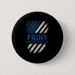 Fight Diabetes Awareness - Diabetes Usa Flag  Button