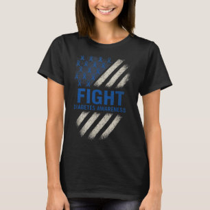 Fight Diabetes Awareness - Diabetes Usa Flag T-Shirt