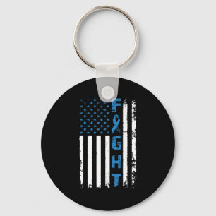Fight Diabetes Awareness Support American Flag Pre Keychain