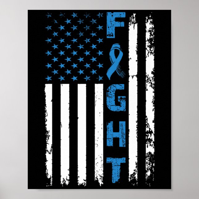 Fight Diabetes Awareness Support American Flag Pre Poster (Front)