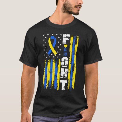 Fight Down Syndrome Awareness Patriotic USA Americ T_Shirt