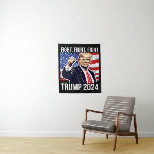 Fight Fight Fight Donald Trump 2024 American Flag Tapestry