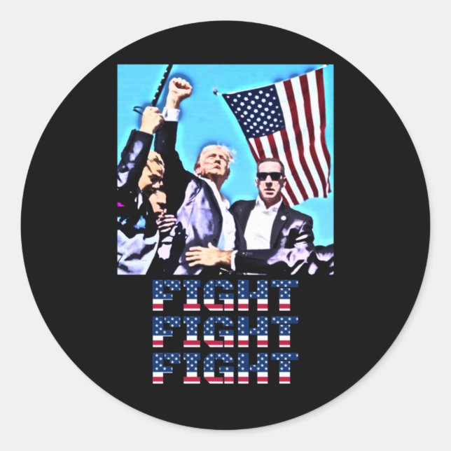 Fight Fight Fight Rally Fist Pump  Classic Round Sticker (Front)