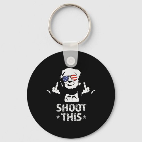 Fight Fight Fight Trump 2024 American Flag Shoot T Keychain