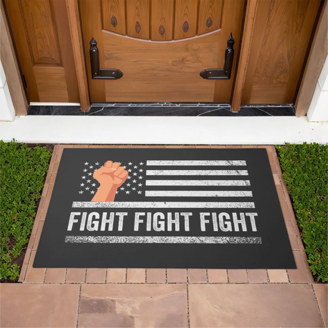 Fight Fight Fight Trump American Flag Patriotic  Doormat (Outdoor)