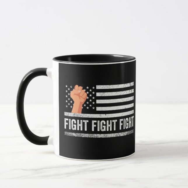 Fight Fight Fight Trump American Flag Patriotic  Mug (Left)